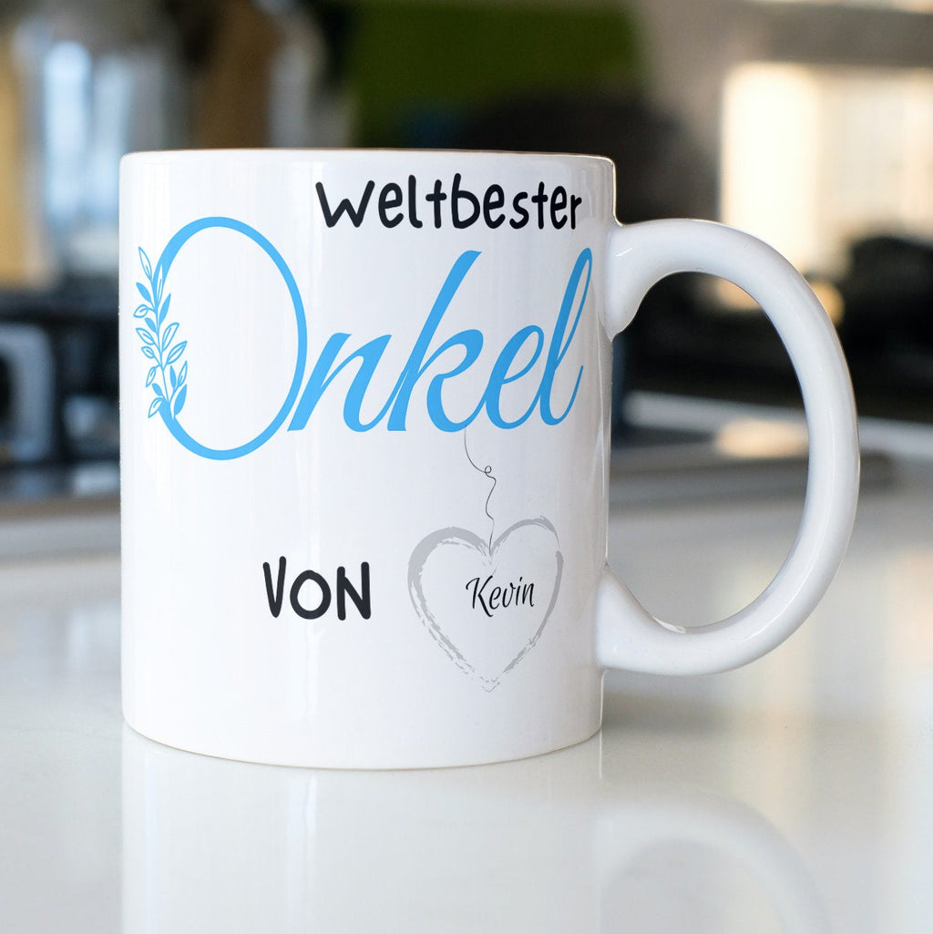 Personalisierte Tasse für den weltbesten Onkel, Schön dass es dich gibt | Kaffeetasse Namenstasse | Geschenkidee | Individuell bedruckt