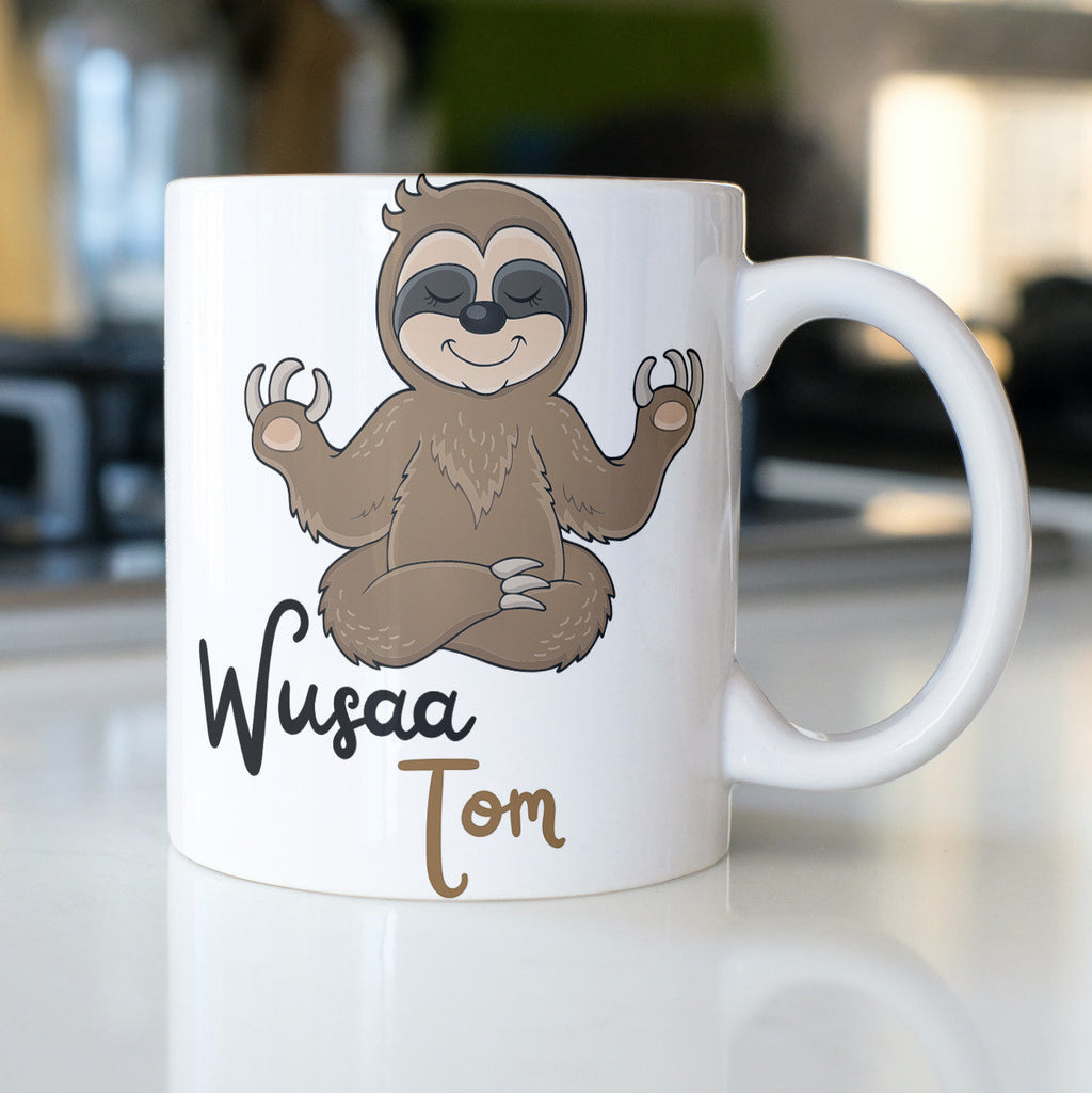 Personalisierte Tasse mit Wusaa Faultier Motiv | Kaffeetasse Namenstasse | Geschenkidee | Individuell bedruckt