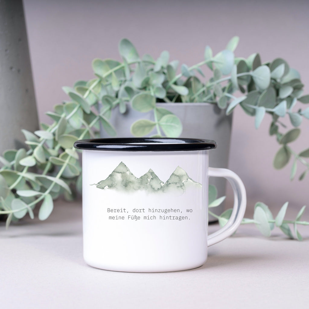 Emaille Tasse| Becher| Camping| Reiselustige| Kaffeeliebhaber - GlamourDesign