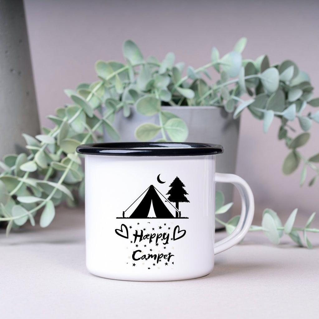 Emaille Tasse| Becher| Happy Camping