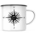 Lade das Bild in den Galerie-Viewer, Emaille Tasse| Becher| Camping| Kompass mit personalisierbaren Wunschtext
