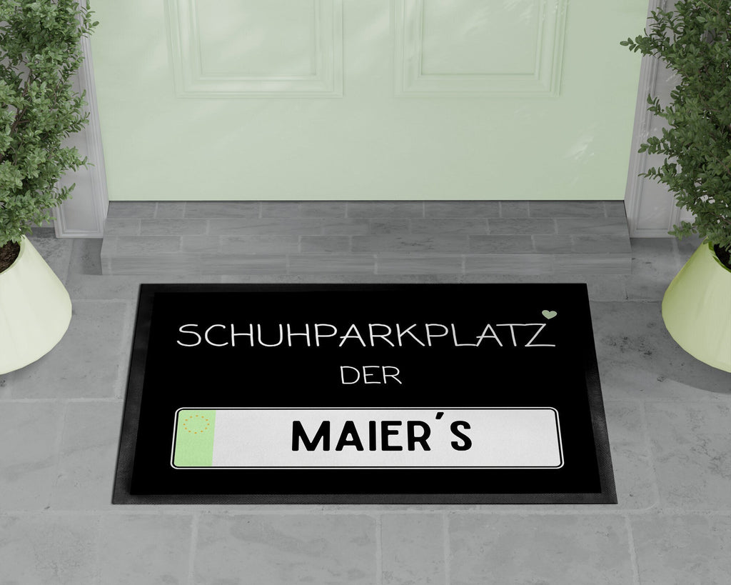 Fußmatte | Schuhparkplatz| personalisierbar mit Familiennamen & Kennzeichen Farbe | Indoor - GlamourDesign