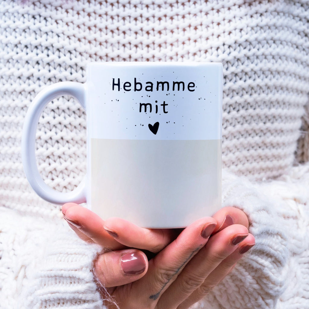 Personalisierte Tasse für die Hebamme | Hebamme mit Herz | Tasse mit Wunschtext | Geschenkidee | Individuell bedruckt - GlamourDesign