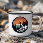 Lade das Bild in den Galerie-Viewer, Emaille Tasse ski geschenk personalisierbar mit Namen Geburtstagsgeschenk mit Wunschname Weihnachten Becher personalisiert Skifahrer Tasse
