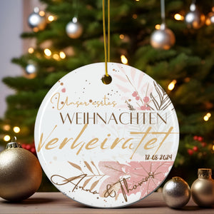 Personalisierte Weihnachtskugel | Unser erstes Weihnachten verlobt verheiratet | Namensornament Geschenk für Paare