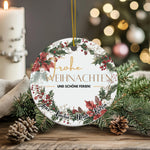 Lade das Bild in den Galerie-Viewer, Personalisierter Weihnachtsbaumanhänger mit Familiennamen Individueller Christbaumschmuck bedruckte Weihnachtsdeko Geschenk mit Wunschtext
