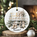 Lade das Bild in den Galerie-Viewer, Personalisierter Weihnachtsbaumanhänger mit Familiennamen Individueller Christbaumschmuck bedruckte Weihnachtsdeko Geschenk mit Wunschtextv
