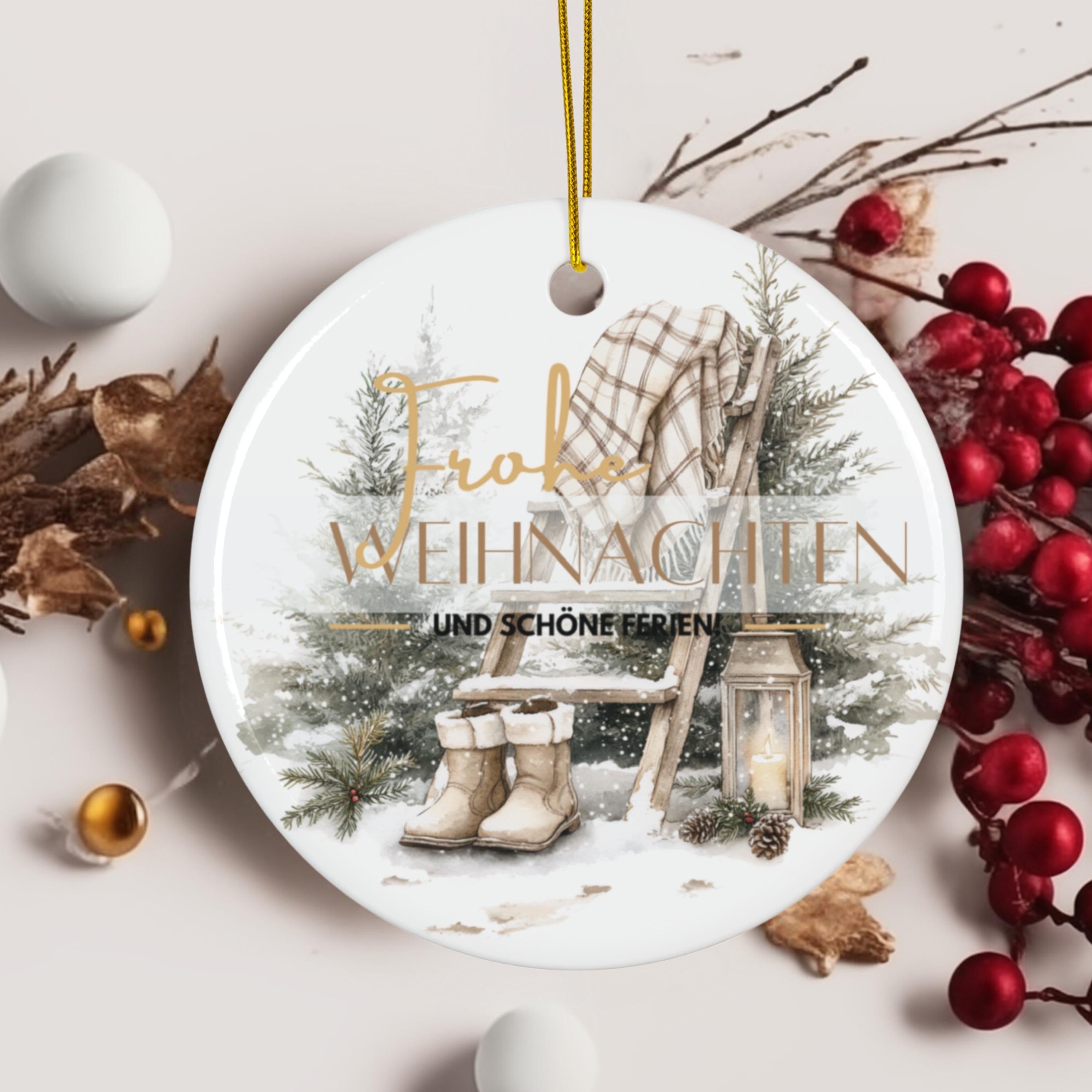 Personalisierter Weihnachtsbaumanhänger mit Familiennamen Individueller Christbaumschmuck bedruckte Weihnachtsdeko Geschenk mit Wunschtext