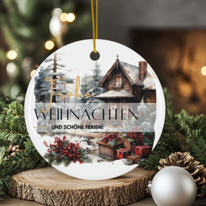 Personalisierter Weihnachtsbaumanhänger mit Familiennamen Individueller Christbaumschmuck bedruckte Weihnachtsdeko Geschenk mit Wunschtext