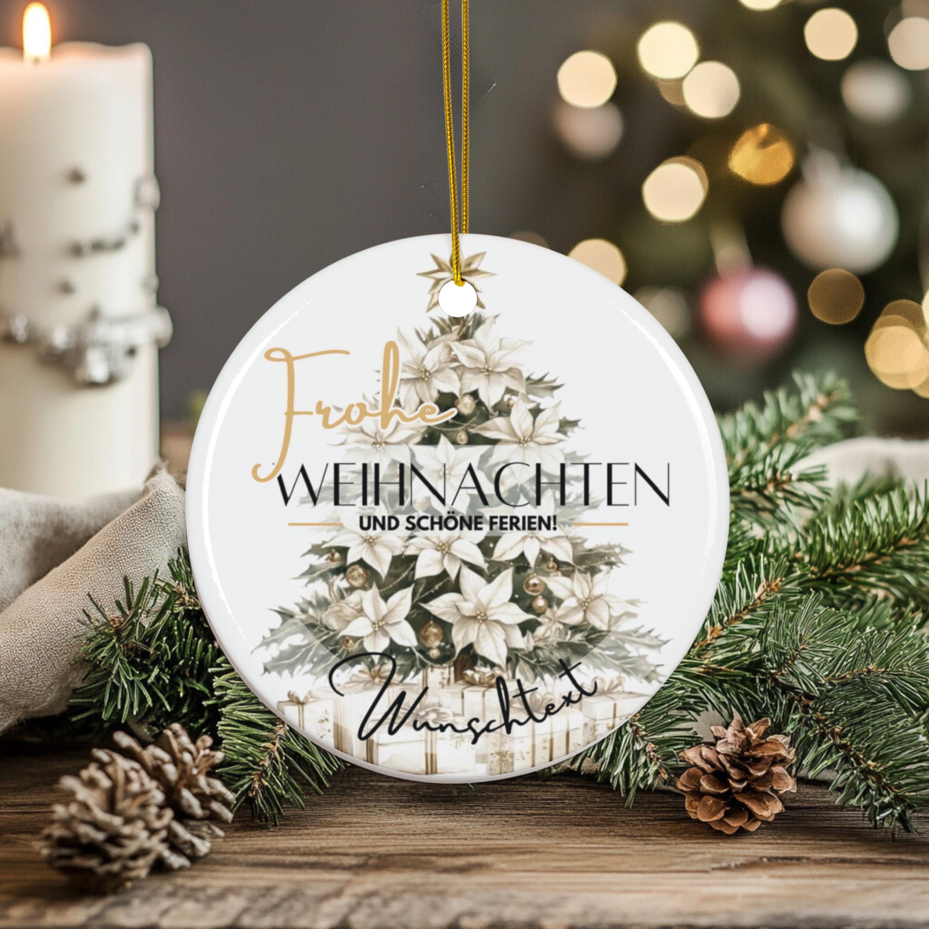 Personalisierter Weihnachtsbaumanhänger mit Familiennamen Individueller Christbaumschmuck bedruckte Weihnachtsdeko Geschenk mit Wunschtext