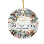 Lade das Bild in den Galerie-Viewer, Personalisierter Weihnachtsbaumanhänger mit Familiennamen Individueller Christbaumschmuck bedruckte Weihnachtsdeko Geschenk mit Wunschtext
