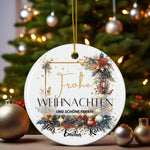 Lade das Bild in den Galerie-Viewer, Personalisierter Weihnachtsbaumanhänger mit Familiennamen Individueller Christbaumschmuck bedruckte Weihnachtsdeko Geschenk mit Wunschtext
