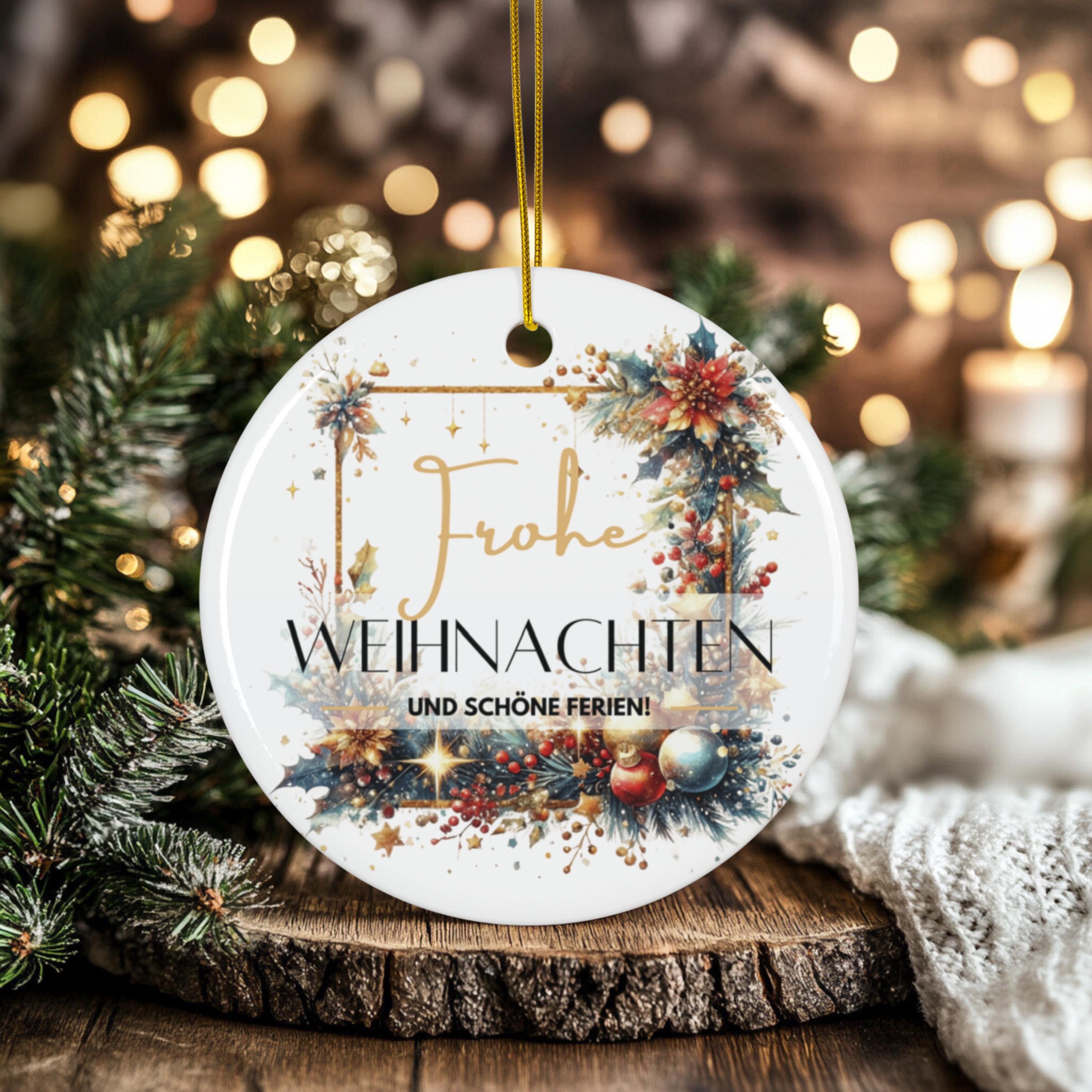 Personalisierter Weihnachtsbaumanhänger mit Familiennamen Individueller Christbaumschmuck bedruckte Weihnachtsdeko Geschenk mit Wunschtext