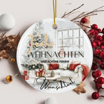 Lade das Bild in den Galerie-Viewer, Personalisierter Weihnachtsbaumanhänger mit Familiennamen Individueller Christbaumschmuck bedruckte Weihnachtsdeko Geschenk mit Wunschtext
