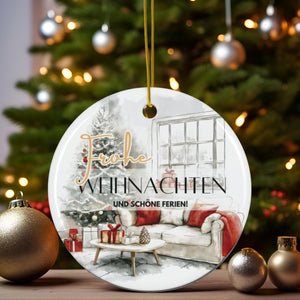 Personalisierter Weihnachtsbaumanhänger mit Familiennamen Individueller Christbaumschmuck bedruckte Weihnachtsdeko Geschenk mit Wunschtext