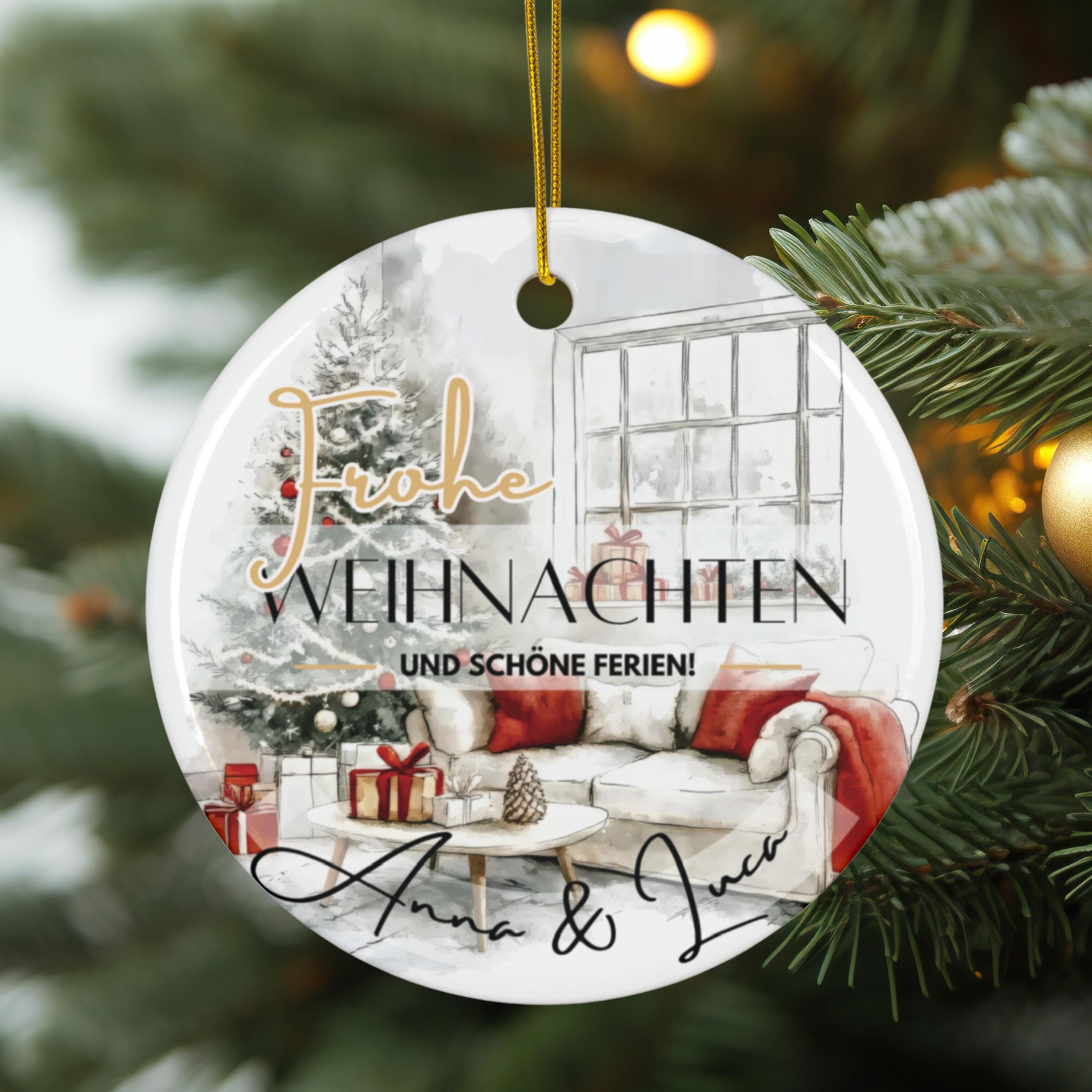 Personalisierter Weihnachtsbaumanhänger mit Familiennamen Individueller Christbaumschmuck bedruckte Weihnachtsdeko Geschenk mit Wunschtext