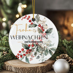 Lade das Bild in den Galerie-Viewer, Personalisierter Weihnachtsbaumanhänger mit Familiennamen Individueller Christbaumschmuck bedruckte Weihnachtsdeko Geschenk mit Wunschtext
