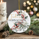 Lade das Bild in den Galerie-Viewer, Personalisierter Weihnachtsbaumanhänger mit Familiennamen Individueller Christbaumschmuck bedruckte Weihnachtsdeko Geschenk mit Wunschtext
