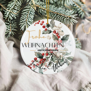 Personalisierter Weihnachtsbaumanhänger mit Familiennamen Individueller Christbaumschmuck bedruckte Weihnachtsdeko Geschenk mit Wunschtext