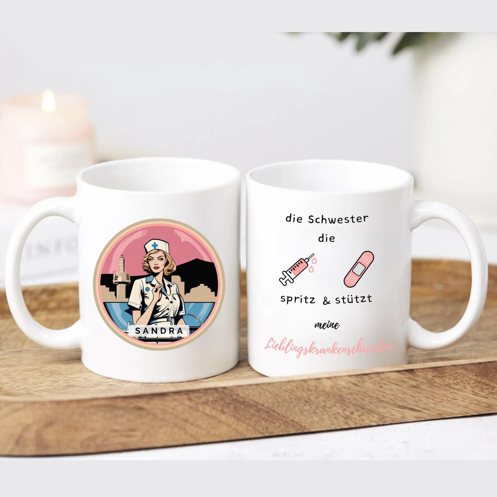 Personalisierte Tasse für Krankenschwester Geschenk mit Name und Spruch Individuell Geschenk für Pflegerin Geschenkidee für Pflegekräfte - GlamourDesign