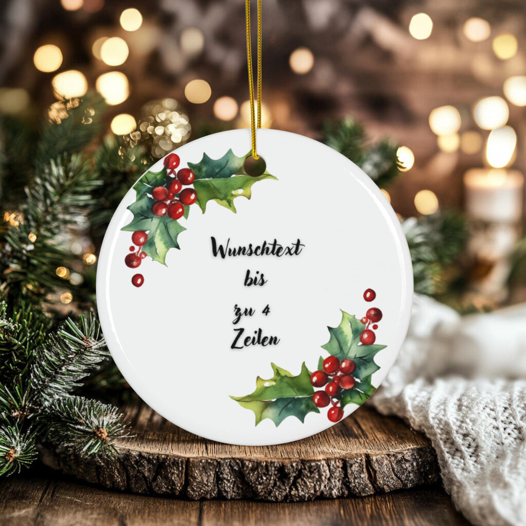 Personalisierter Weihnachtsbaumanhänger mit Familiennamen Individueller Christbaumschmuck bedruckte Weihnachtsdeko Geschenk mit Wunschtext