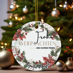 Lade das Bild in den Galerie-Viewer, Personalisierter Weihnachtsbaumanhänger mit Familiennamen Individueller Christbaumschmuck bedruckte Weihnachtsdeko Geschenk mit Wunschtext
