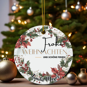 Personalisierter Weihnachtsbaumanhänger mit Familiennamen Individueller Christbaumschmuck bedruckte Weihnachtsdeko Geschenk mit Wunschtext