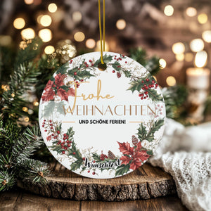 Personalisierter Weihnachtsbaumanhänger mit Familiennamen Individueller Christbaumschmuck bedruckte Weihnachtsdeko Geschenk mit Wunschtext