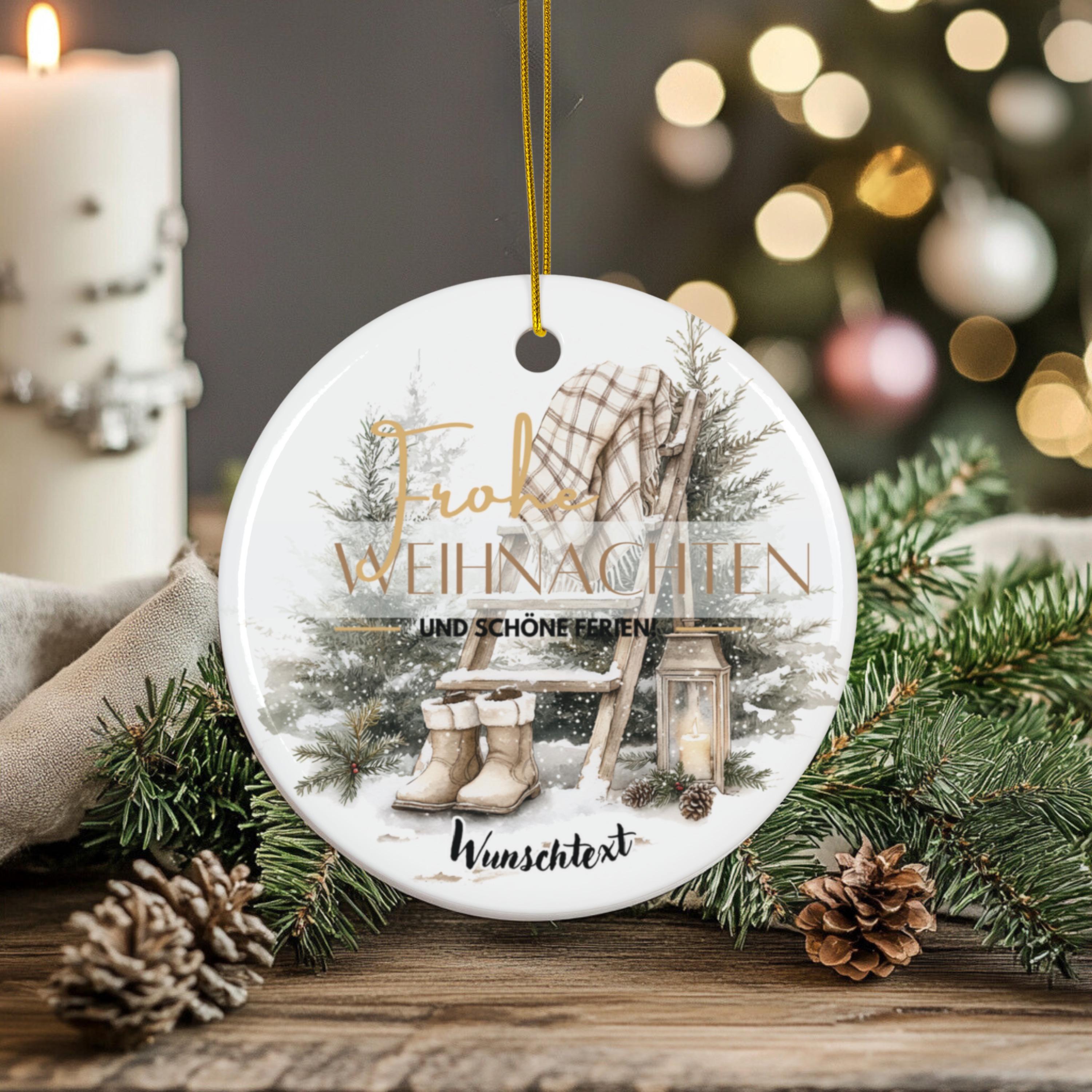 Personalisierter Weihnachtsbaumanhänger mit Familiennamen Individueller Christbaumschmuck bedruckte Weihnachtsdeko Geschenk mit Wunschtext