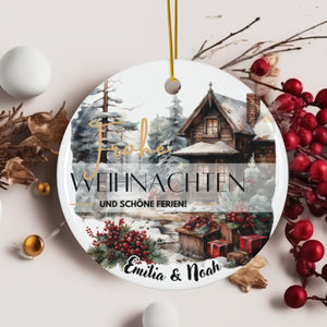 Personalisierter Weihnachtsbaumanhänger mit Familiennamen Individueller Christbaumschmuck bedruckte Weihnachtsdeko Geschenk mit Wunschtext