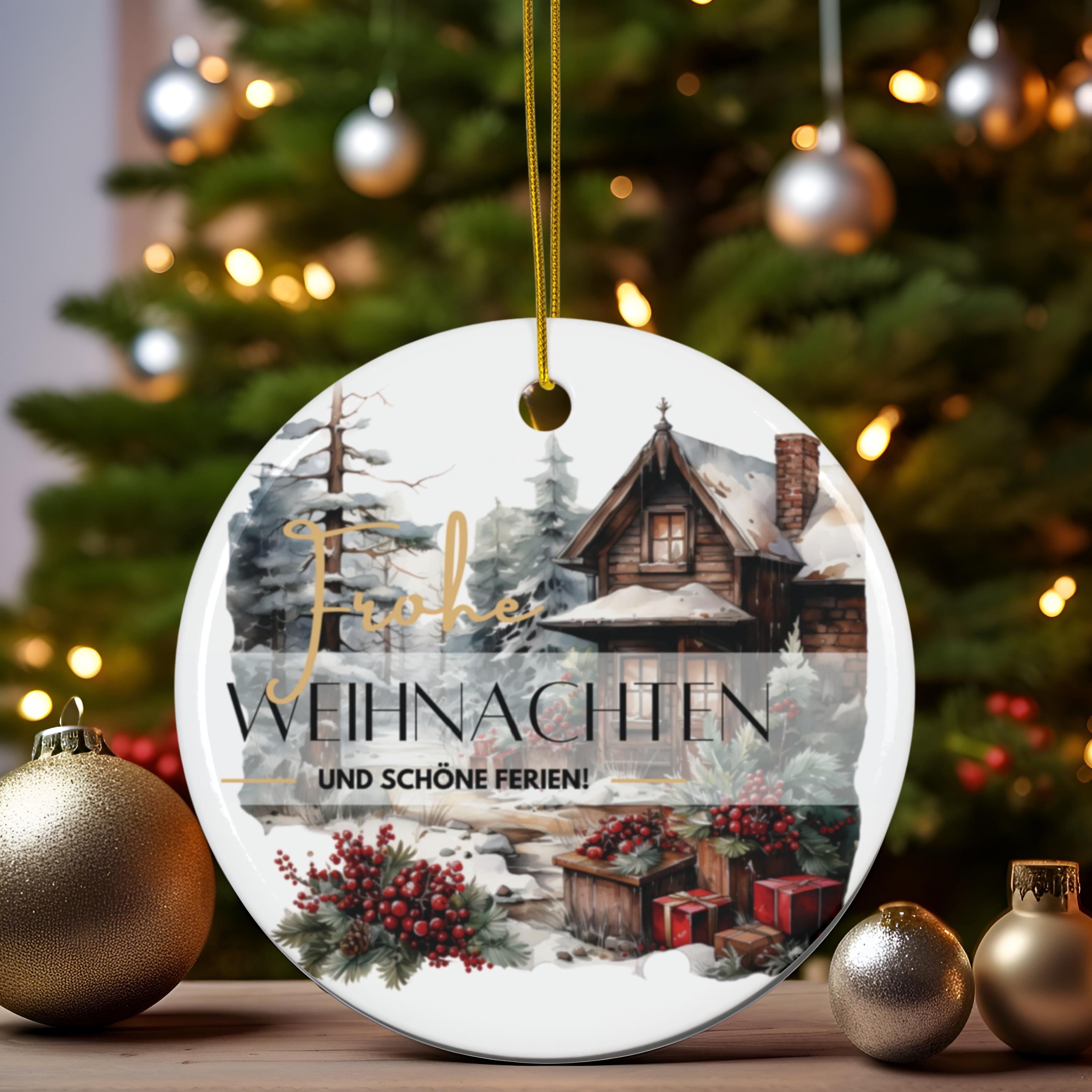 Personalisierter Weihnachtsbaumanhänger mit Familiennamen Individueller Christbaumschmuck bedruckte Weihnachtsdeko Geschenk mit Wunschtext