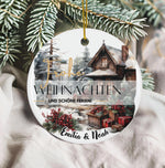 Lade das Bild in den Galerie-Viewer, Personalisierter Weihnachtsbaumanhänger mit Familiennamen Individueller Christbaumschmuck bedruckte Weihnachtsdeko Geschenk mit Wunschtext
