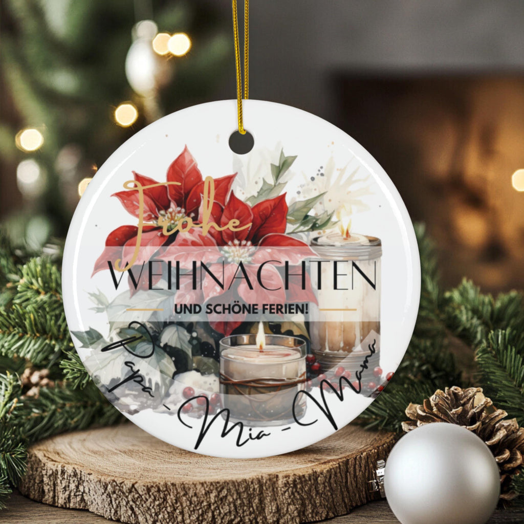 Personalisierter Weihnachtsbaumanhänger mit Familiennamen Individueller Christbaumschmuck bedruckte Weihnachtsdeko Geschenk mit Wunschtext