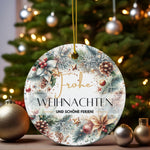 Lade das Bild in den Galerie-Viewer, Personalisierter Weihnachtsbaumanhänger mit Familiennamen Individueller Christbaumschmuck bedruckte Weihnachtsdeko Geschenk mit Wunschtext
