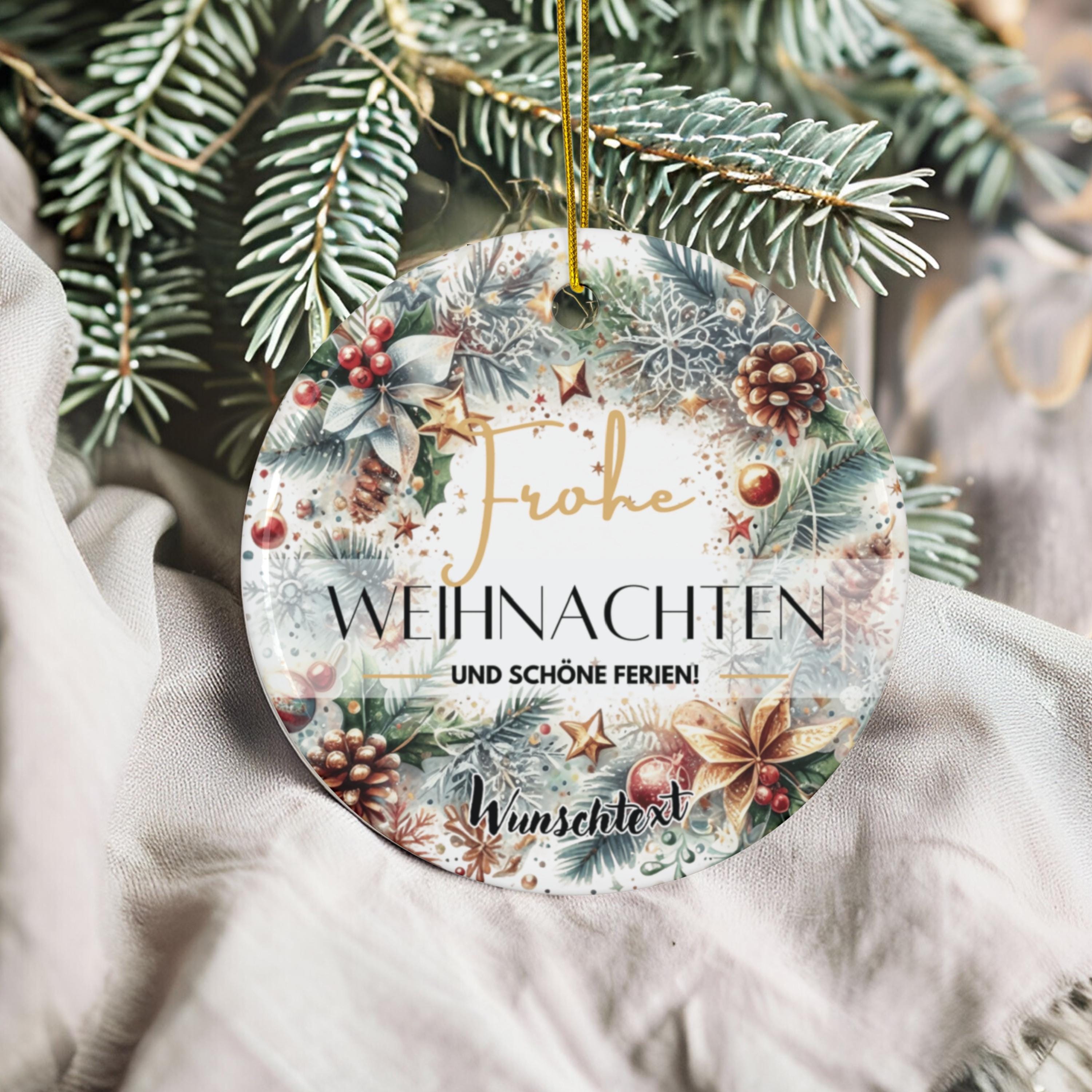 Personalisierter Weihnachtsbaumanhänger mit Familiennamen Individueller Christbaumschmuck bedruckte Weihnachtsdeko Geschenk mit Wunschtext