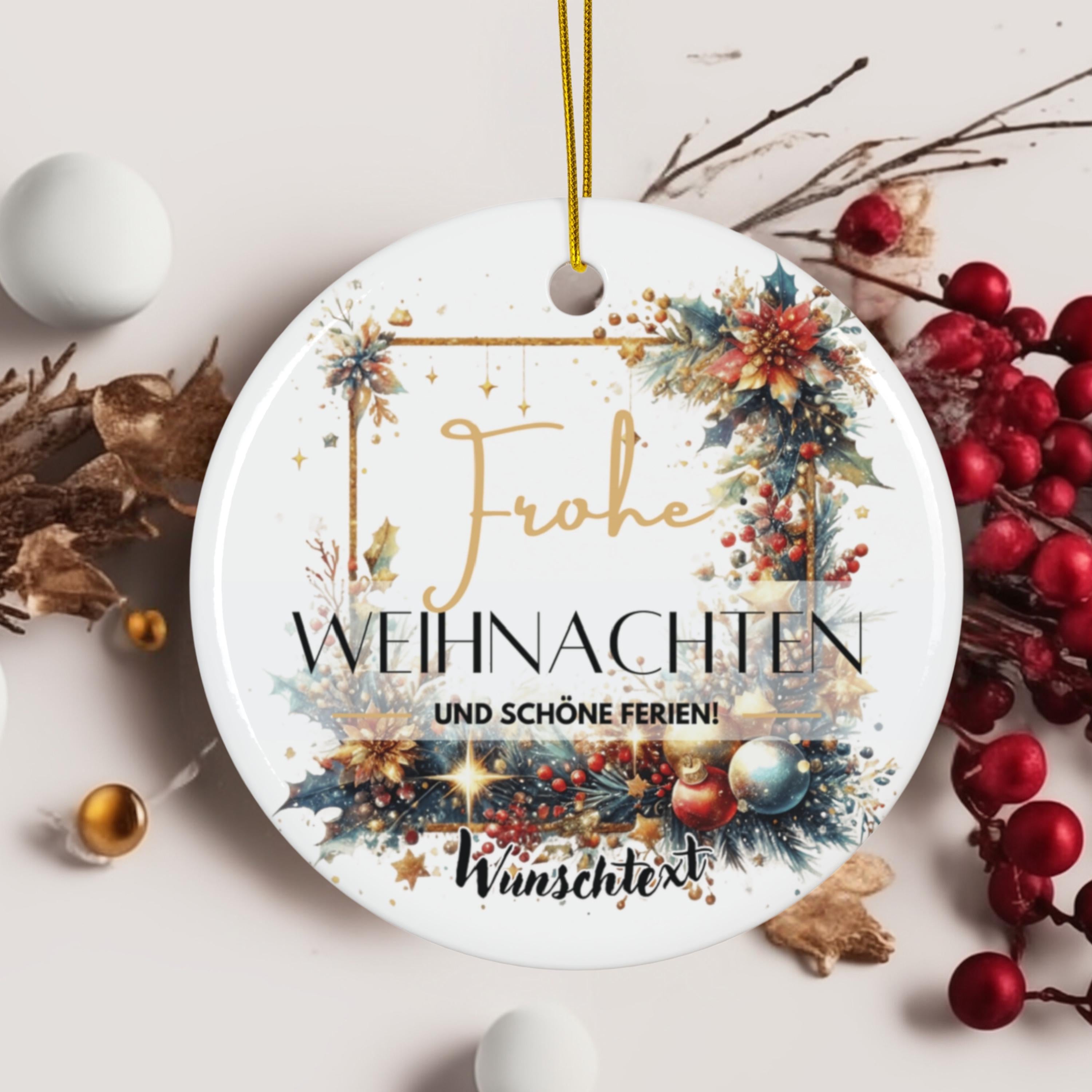 Personalisierter Weihnachtsbaumanhänger mit Familiennamen Individueller Christbaumschmuck bedruckte Weihnachtsdeko Geschenk mit Wunschtext