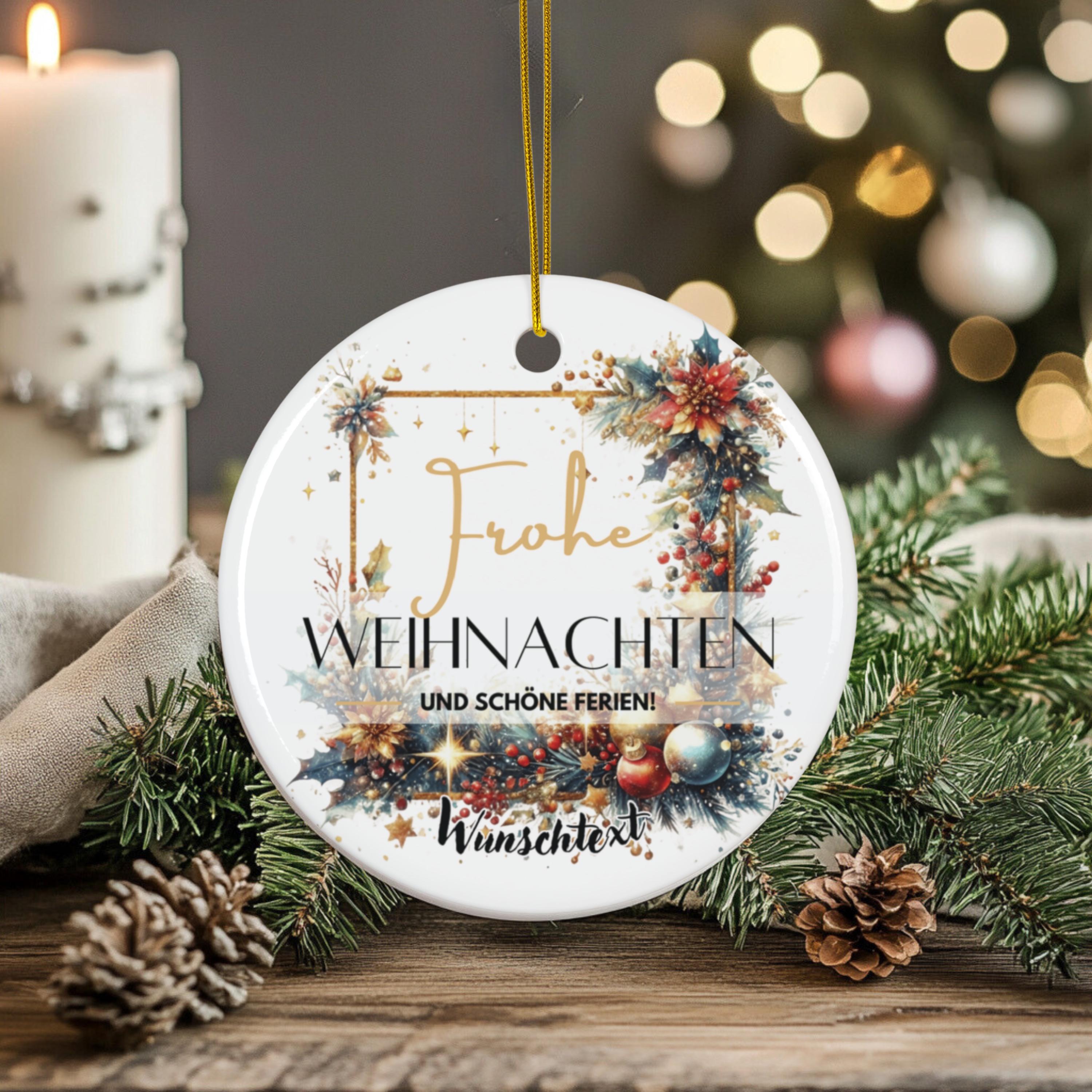 Personalisierter Weihnachtsbaumanhänger mit Familiennamen Individueller Christbaumschmuck bedruckte Weihnachtsdeko Geschenk mit Wunschtext