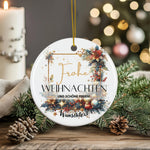 Lade das Bild in den Galerie-Viewer, Personalisierter Weihnachtsbaumanhänger mit Familiennamen Individueller Christbaumschmuck bedruckte Weihnachtsdeko Geschenk mit Wunschtext
