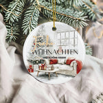 Lade das Bild in den Galerie-Viewer, Personalisierter Weihnachtsbaumanhänger mit Familiennamen Individueller Christbaumschmuck bedruckte Weihnachtsdeko Geschenk mit Wunschtext
