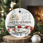 Lade das Bild in den Galerie-Viewer, Personalisierter Weihnachtsbaumanhänger mit Familiennamen Individueller Christbaumschmuck bedruckte Weihnachtsdeko Geschenk mit Wunschtext
