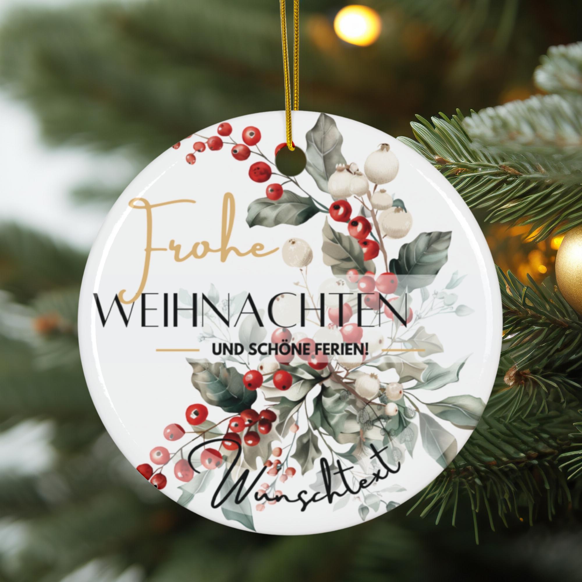 Personalisierter Weihnachtsbaumanhänger mit Familiennamen Individueller Christbaumschmuck bedruckte Weihnachtsdeko Geschenk mit Wunschtext