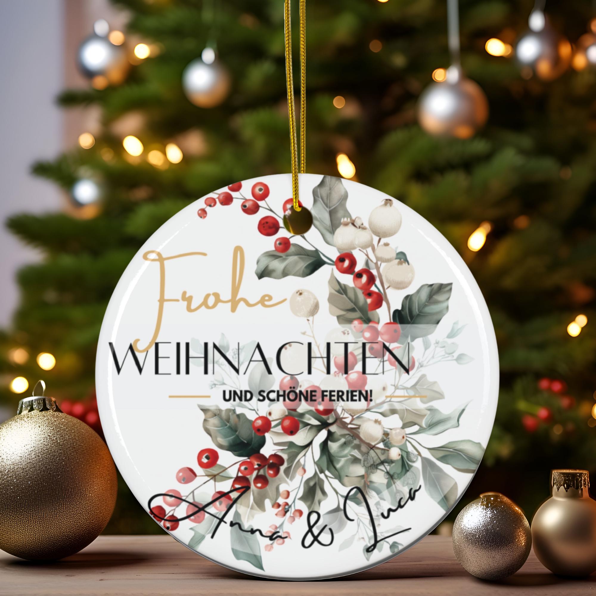 Personalisierter Weihnachtsbaumanhänger mit Familiennamen Individueller Christbaumschmuck bedruckte Weihnachtsdeko Geschenk mit Wunschtext