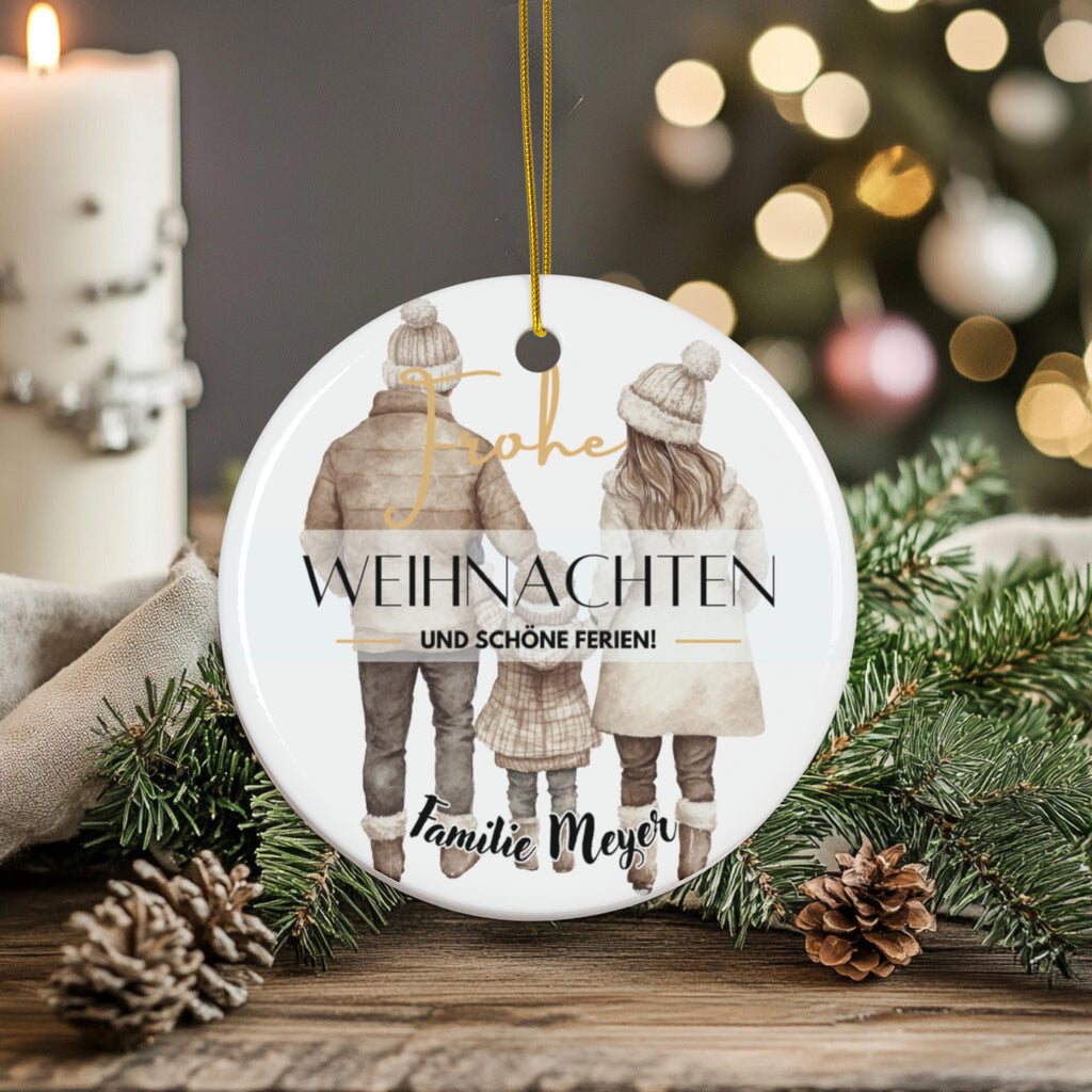 Personalisierter Weihnachtsbaumanhänger mit Familiennamen Individueller Christbaumschmuck bedruckte Weihnachtsdeko Geschenk mit Wunschtext