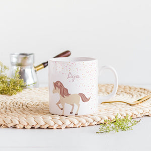 Personalisierte Tasse mit süßem Pony-Motiv | Kaffeetasse Namenstasse Kindertasse | Geschenkidee Kindergeschenk | Individuell bedruckt