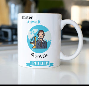 Personalisierte Tasse für den besten Anwalt der Welt | Kaffeetasse Namenstasse | Geschenkidee | Individuell bedruckt