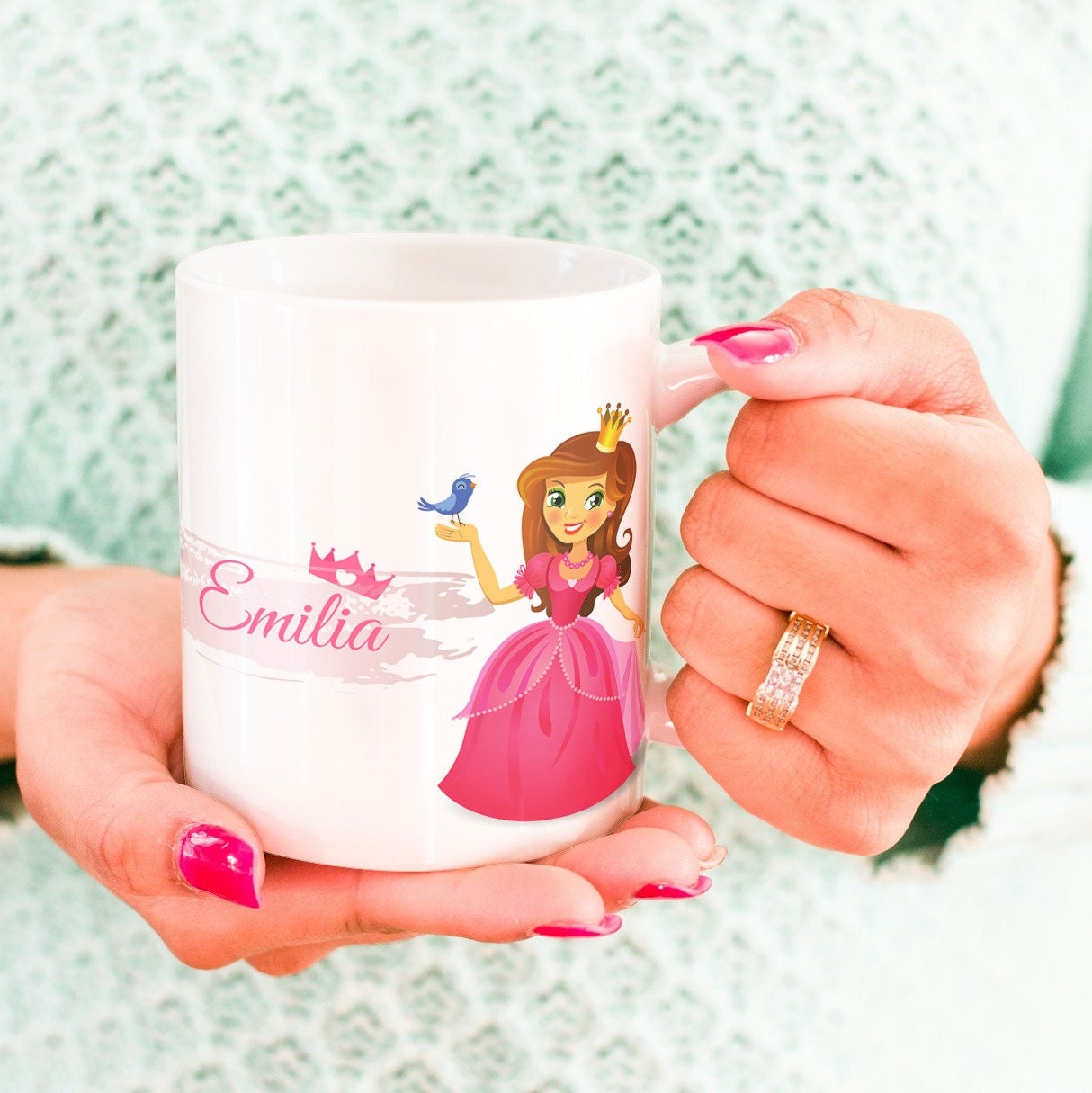Personalisierte Tasse für Kinder, Mädchen, Prinzessin, rosa | Kindertasse Kaffeetasse Namenstasse | Geschenkidee | Individuell bedruckt