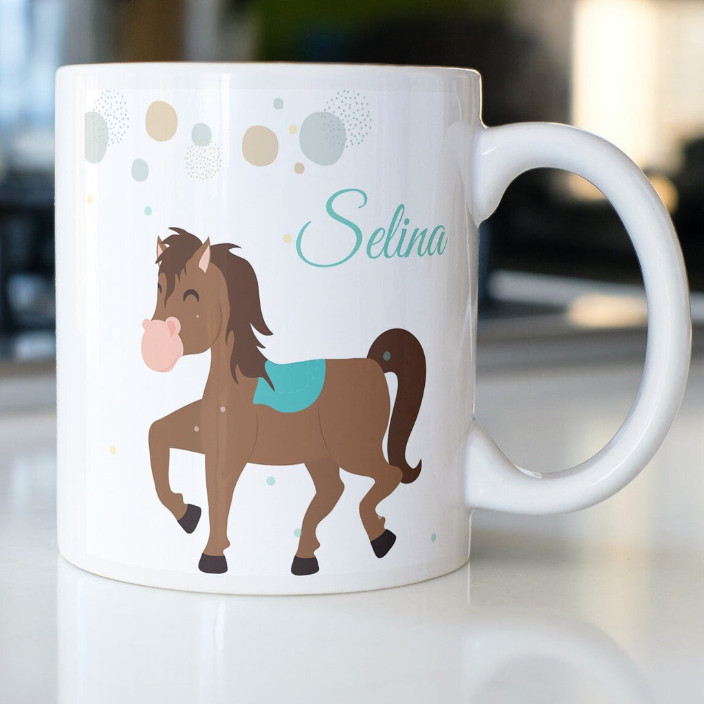 Personalisierte Tasse für Kinder, Mädchen, Jungs mit Pferdemotiv, Pony | Kaffeetasse Namenstasse | Geschenkidee | Individuell bedruckt