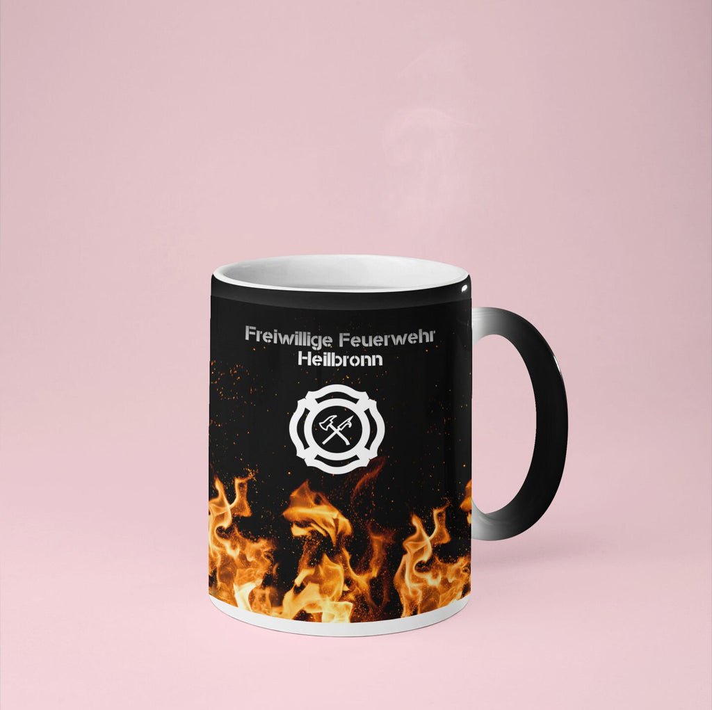 Personalisierte Zaubertasse für die Freiwillige Feuerwehr, Feuerwehrmänner | Kaffeetasse Namenstasse | Geschenkidee | Individuell bedruckt