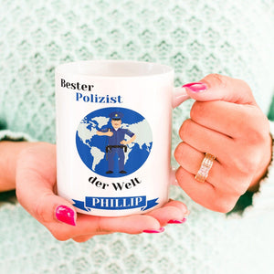 Personalisierte Tasse für Polizisten, Ordnungshüter | Kaffeetasse Namenstasse | Geschenkidee | Individuell bedruckt