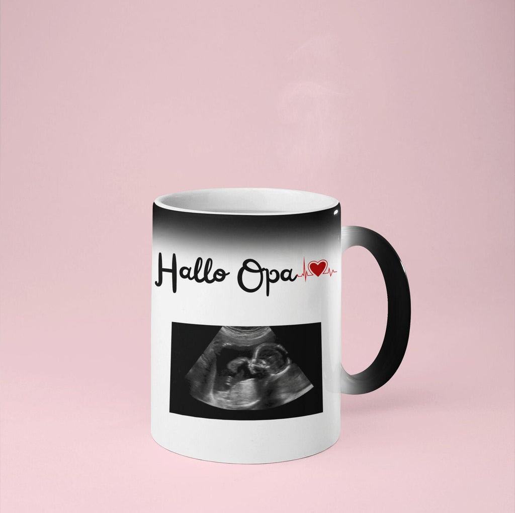 Zaubertasse für den Opa, Großvater, Schwangerschaft kreativ verkünden mit Ultraschallbild|Kaffeetasse | Geschenkidee | Individuell bedruckt